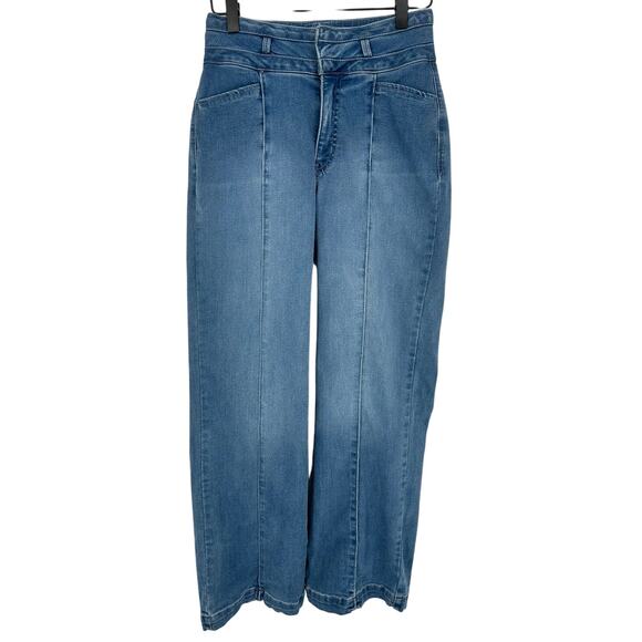Draper James Blue Medium Wash Wide Leg Barrel Jeans Casual Bohemian Stretch 4 - Picture 1 of 8